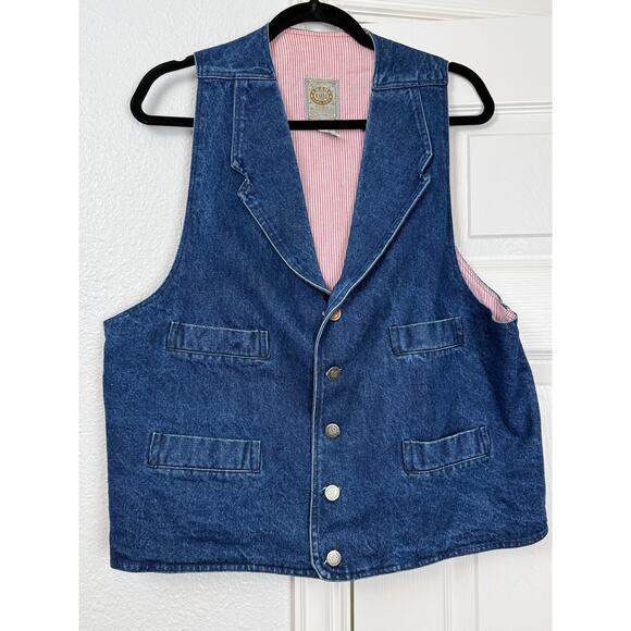 Wah Maker True West Denim Vest Large Western Steampunk USA